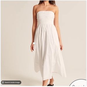 Abercrombie & Fitch Poplin Strapless Midi Dress